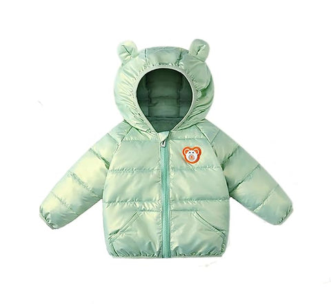 Kids Cartoon LED Light Patch Shiny Sparkling Quilted Winter Kid's Warm Hood Puffer Bomber Jacket for Infant Toddler Boys & Girls