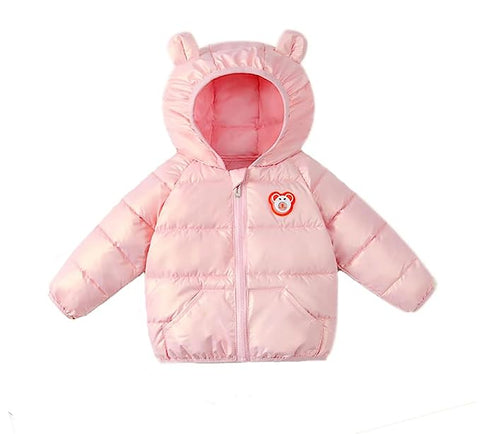 Kids Cartoon LED Light Patch Shiny Sparkling Quilted Winter Kid's Warm Hood Puffer Bomber Jacket for Infant Toddler Boys & Girls