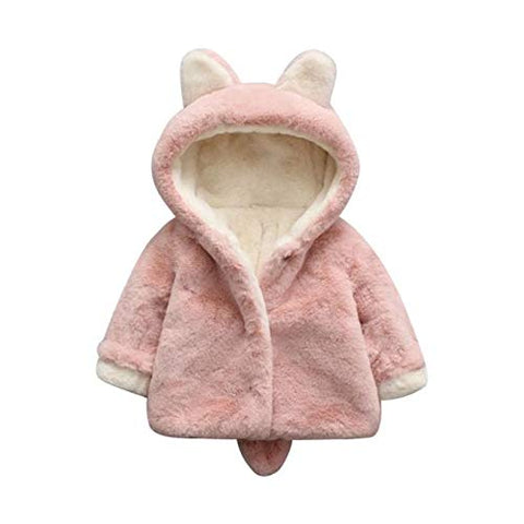 Warm Wool Fur Kid's Winter Outerwear Hood Jacket Coat Poncho for Infant Toddler Baby Boy Girl Kids