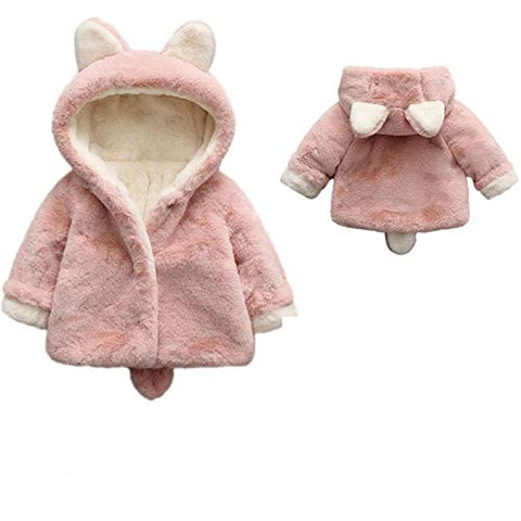 Warm Wool Fur Kid's Winter Outerwear Hood Jacket Coat Poncho for Infant Toddler Baby Boy Girl Kids