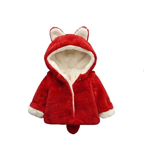 Warm Wool Fur Kid's Winter Outerwear Hood Jacket Coat Poncho for Infant Toddler Baby Boy Girl Kids