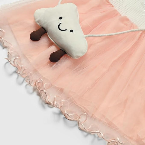 Elegant Rain Cloud Baby Girls Embroidered Party Princess Tutu Dress with Matching Sling Bag Purse
