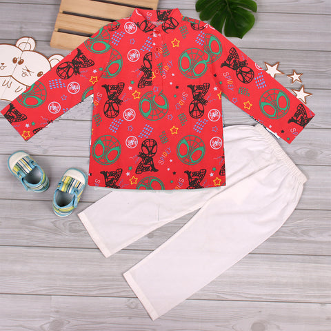 Boys Superhero Print Traditional Ethnic wear Kurta Pyjama Festival Clothes for Boys