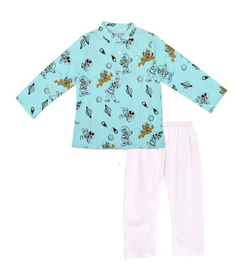 Boys Space Print Traditional Ethnic wear Kurta Pyjama Festival Clothes for Boys