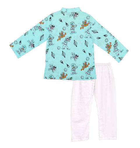 Boys Space Print Traditional Ethnic wear Kurta Pyjama Festival Clothes for Boys