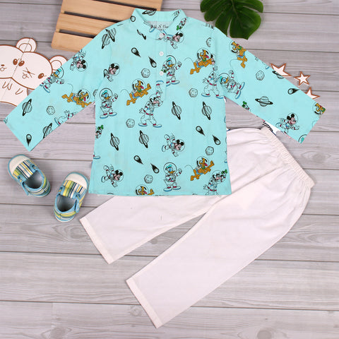 Boys Space Print Traditional Ethnic wear Kurta Pyjama Festival Clothes for Boys