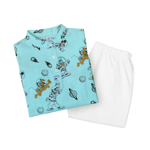 Boys Space Print Traditional Ethnic wear Kurta Pyjama Festival Clothes for Boys