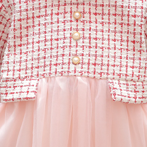 Self-Embroidered Full Sleeve Flared Mini Dress Frock for Infant Toddler Girls