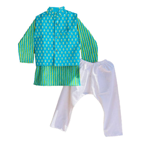 Kids Traditional Ethnic Nehru Jacket with Kurta Pyjama Indowestern Set for Infant Toddler Baby Boys