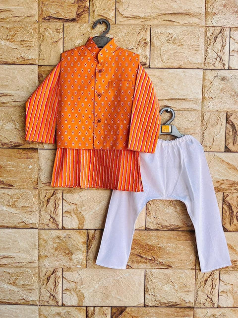 Kids Traditional Ethnic Nehru Jacket with Kurta Pyjama Indowestern Set for Infant Toddler Baby Boys