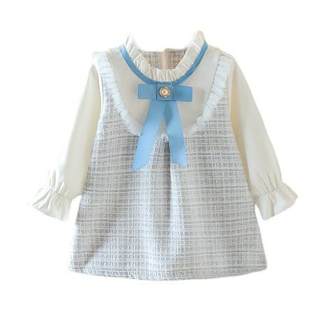 Baby Girls Self-Embroidered Full Sleeve Pinafore Frock Midi Dress T-shirt Tunic Set for Infant Girls