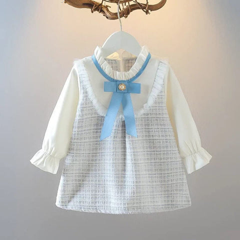 Baby Girls Self-Embroidered Full Sleeve Pinafore Frock Midi Dress T-shirt Tunic Set for Infant Girls