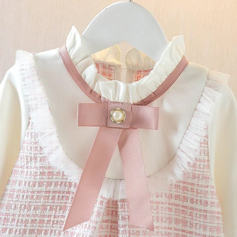 Baby Girls Self-Embroidered Full Sleeve Pinafore Frock Midi Dress T-shirt Tunic Set for Infant Girls