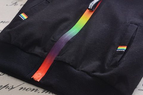 Kids Half Sleeve Hoodie T-shirt & Shorts Co-ord Set with Rainbow Zipper Luxury