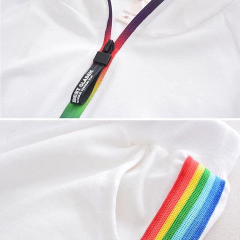Kids Half Sleeve Hoodie T-shirt & Shorts Co-ord Set with Rainbow Zipper Luxury