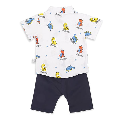 Cartoon Print Kid's Polyester Half Sleeve Shirt & Shorts for Infant Toddler Baby Boys
