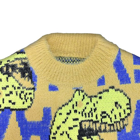 Furious Dinosaur Design Kids Full Sleeve Knitted Wool Sweater Pullover