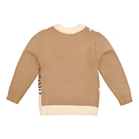 Kids' Cartoon Tiger Print Winter Sweater