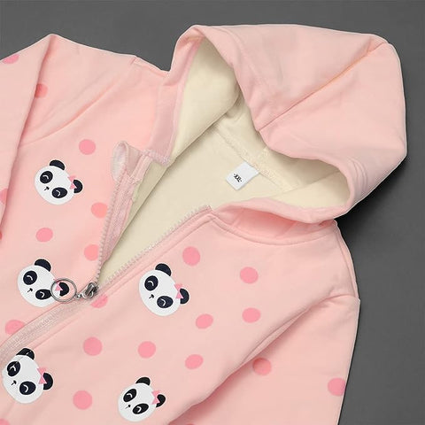 Kids Winter Warm Fleece Cute Panda Print Hoodie Sweatshirt