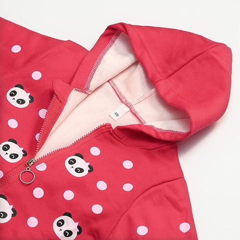 Kids Winter Warm Fleece Cute Panda Print Hoodie Sweatshirt