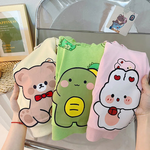 Cartoon Print Hoodie Sweatshirt and Denim Jeans Party Dress for Kids
