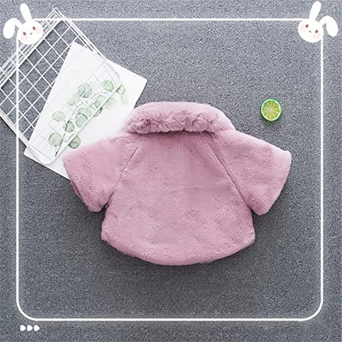 Baby Girl Winter Warm Fur Pompom and Pearls Embellished Poncho Jacket Coat