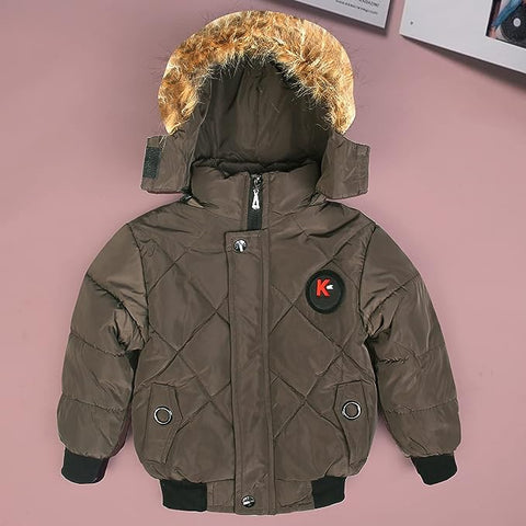 Kid's Detachable Hooded Winter Jacket for Little Boys