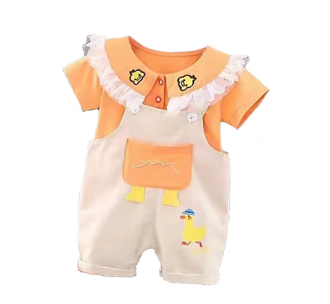 Baby Girl's Full Sleeve Top T-shirt and Dungaree