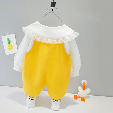 Baby Girl's Full Sleeve Top T-shirt and Dungaree
