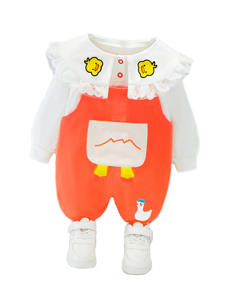 Baby Girl's Full Sleeve Top T-shirt and Dungaree