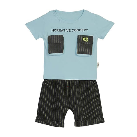 Classy Stripe T-shirt & Shorts Set for Boys