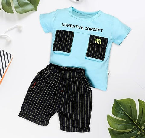 Classy Stripe T-shirt & Shorts Set for Boys