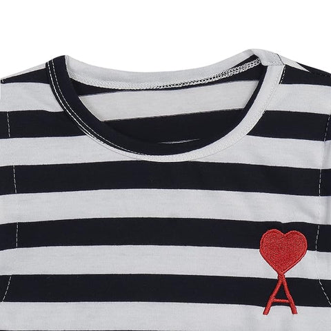 Half Sleeve Stripe T-shirt & Denim Shorts Set for Boys