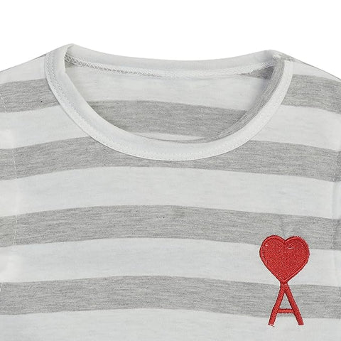 Half Sleeve Stripe T-shirt & Denim Shorts Set for Boys