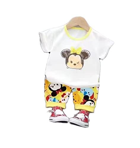 Cartoon Bear Print T-shirt and Shorts Set for Toddler Little Girls