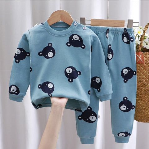 Adorable Cartoon Print T-shirt & Pajama Set for Baby Boys and Girls