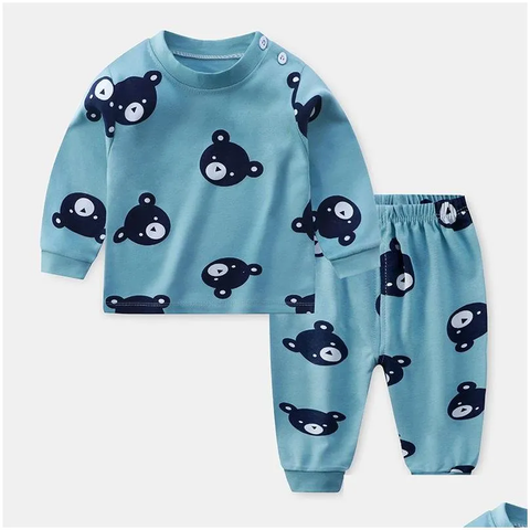 Adorable Cartoon Print T-shirt & Pajama Set for Baby Boys and Girls