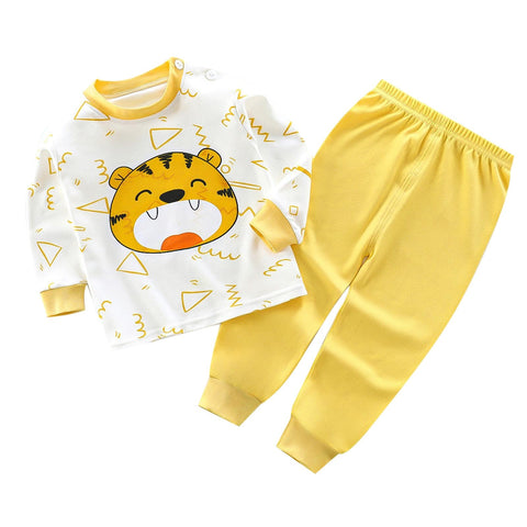 Adorable Cartoon Print T-shirt & Pajama Set for Baby Boys and Girls