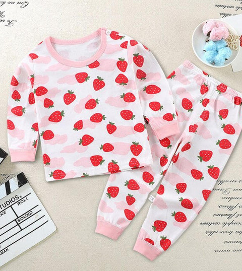 Adorable Cartoon Print T-shirt & Pajama Set for Baby Boys and Girls