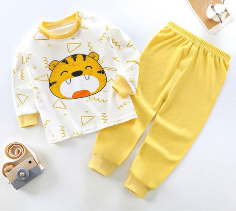 Adorable Cartoon Print T-shirt & Pajama Set for Baby Boys and Girls