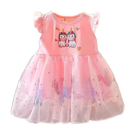 Magical Unicorn Sparkle: Girls Sequin Glittery Mesh Cocktail Party Mini Tutu Dress Frock