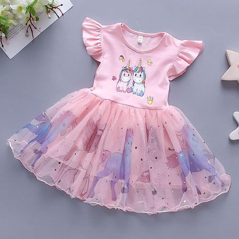 Magical Unicorn Sparkle: Girls Sequin Glittery Mesh Cocktail Party Mini Tutu Dress Frock