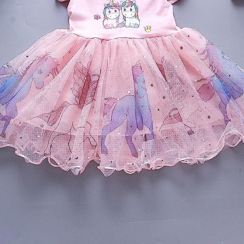 Magical Unicorn Sparkle: Girls Sequin Glittery Mesh Cocktail Party Mini Tutu Dress Frock