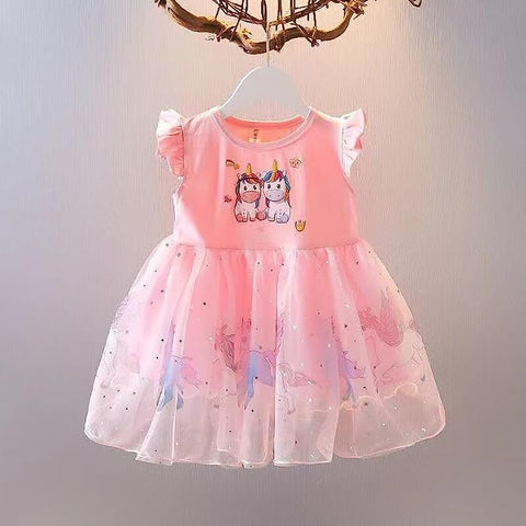 Magical Unicorn Sparkle: Girls Sequin Glittery Mesh Cocktail Party Mini Tutu Dress Frock