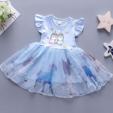 Magical Unicorn Sparkle: Girls Sequin Glittery Mesh Cocktail Party Mini Tutu Dress Frock