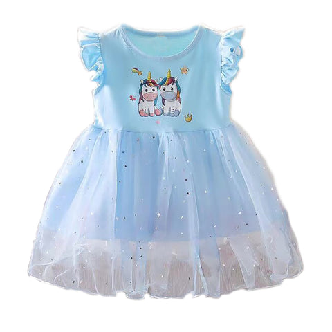 Magical Unicorn Sparkle: Girls Sequin Glittery Mesh Cocktail Party Mini Tutu Dress Frock