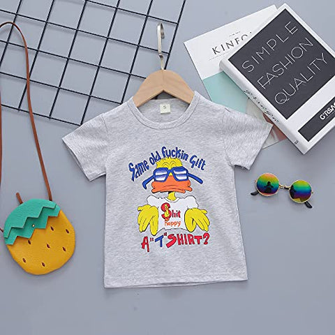Kid's Cartoon Print T-shirt with Khaki Shorts Knicker Summer Clothing Set