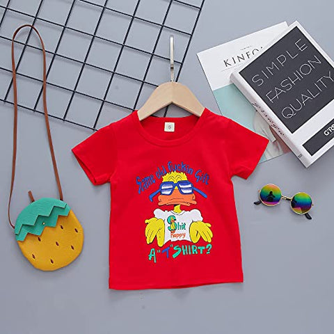 Kid's Cartoon Print T-shirt with Khaki Shorts Knicker Summer Clothing Set