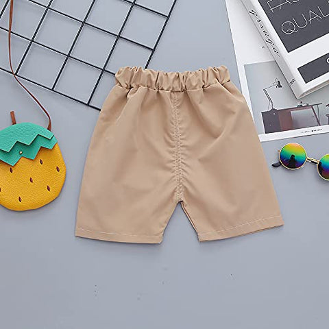 Kid's Cartoon Print T-shirt with Khaki Shorts Knicker Summer Clothing Set