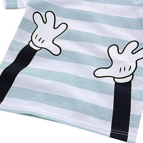 Stylish Cotton Half Sleeve Stripe Print T-shirt and Shorts Set for Infant Toddler Kids